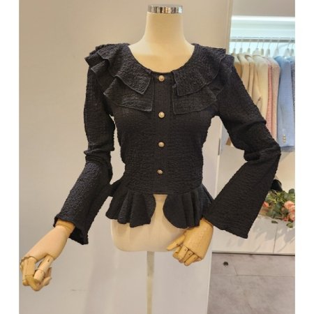 프릴 카라 슬림 블라우스