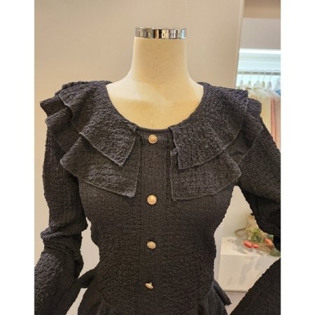 프릴 카라 슬림 블라우스