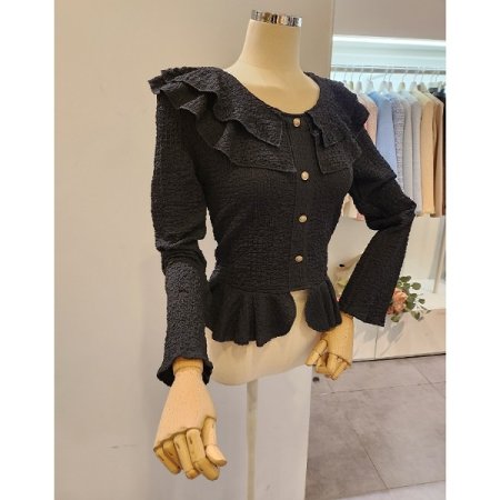 프릴 카라 슬림 블라우스