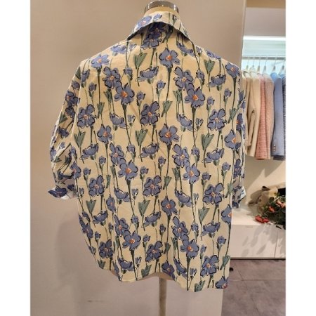 블루 플라워 카라 셔츠