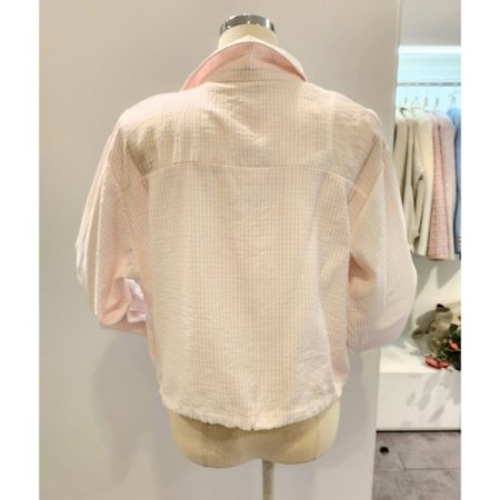 체크 셔츠 레터링 탑 세트