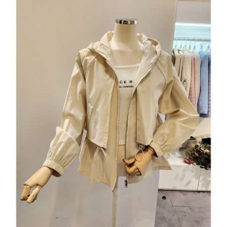 후드넥 스트링 집업 점퍼