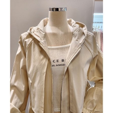 후드넥 스트링 집업 점퍼