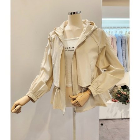 후드넥 스트링 집업 점퍼