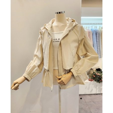 후드넥 스트링 집업 점퍼