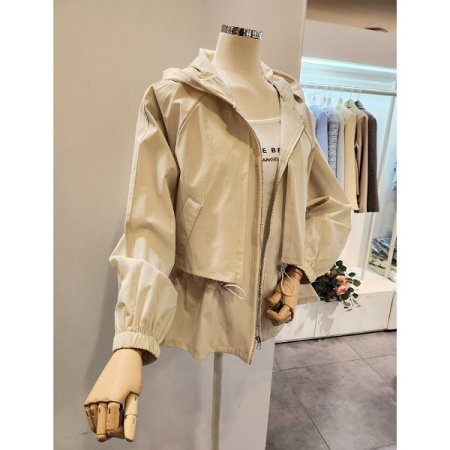 후드넥 스트링 집업 점퍼