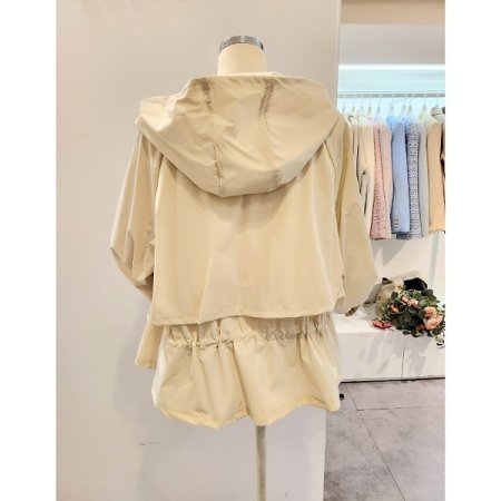 후드넥 스트링 집업 점퍼