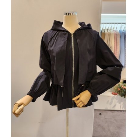 후드넥 스트링 집업 점퍼