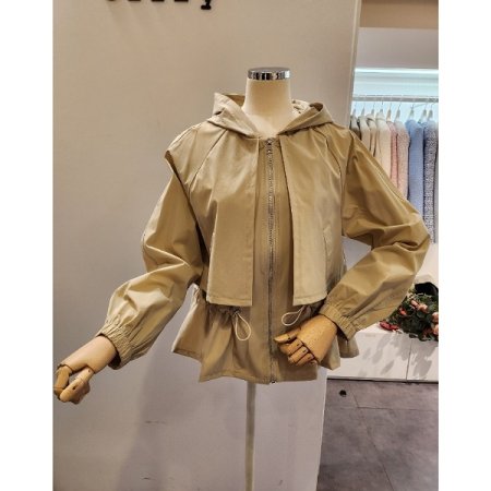 후드넥 스트링 집업 점퍼