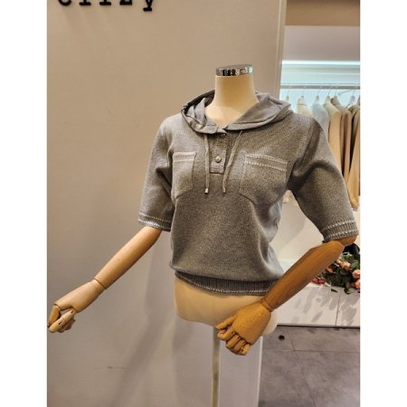 후드넥 미니포켓 니트