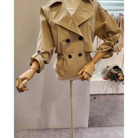 뒷 리본 더블 트렌치자켓
