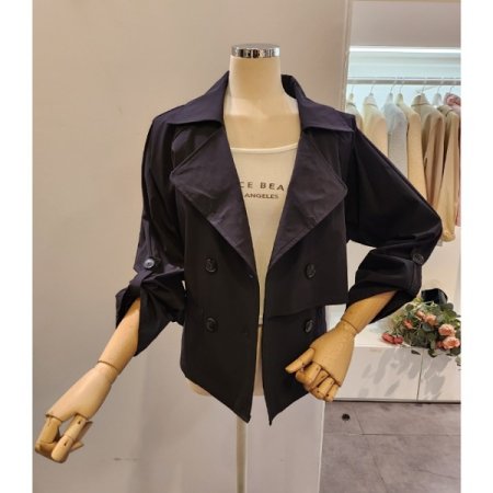 뒷 리본 더블 트렌치자켓