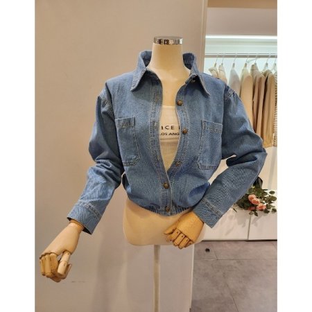 밑단 밴딩 데님 자켓