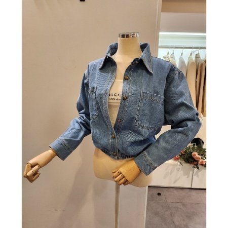 밑단 밴딩 데님 자켓