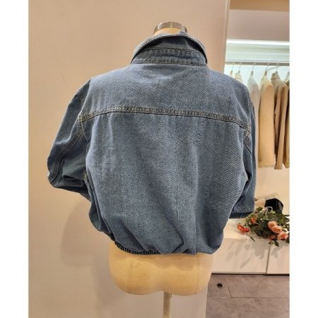 밑단 밴딩 데님 자켓