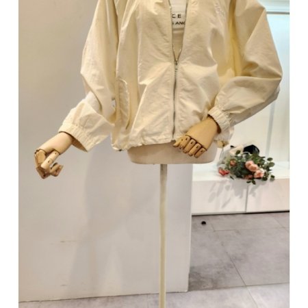 셔링넥 스트링 집업 점퍼