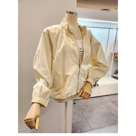 셔링넥 스트링 집업 점퍼