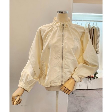 셔링넥 스트링 집업 점퍼