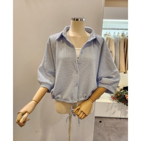 밑단 스트링 루즈핏 블라우스