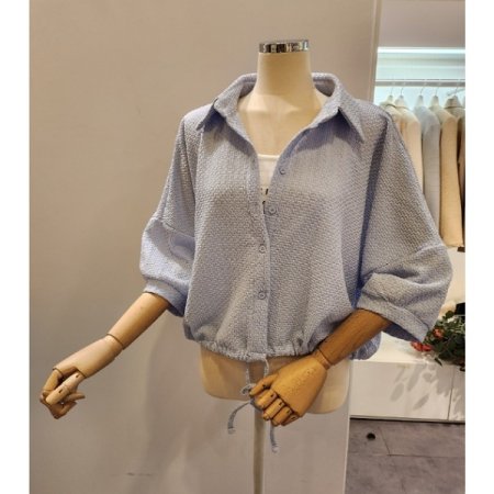 밑단 스트링 루즈핏 블라우스