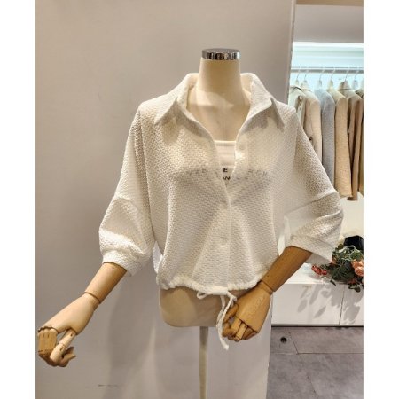 밑단 스트링 루즈핏 블라우스