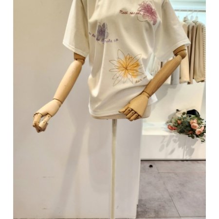 플라워 레터링 반팔 티셔츠