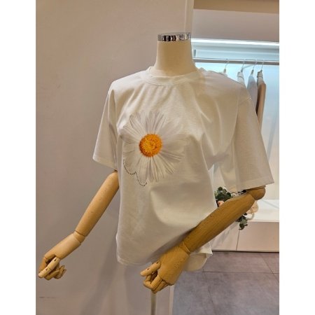썬플라워 프린트 티셔츠