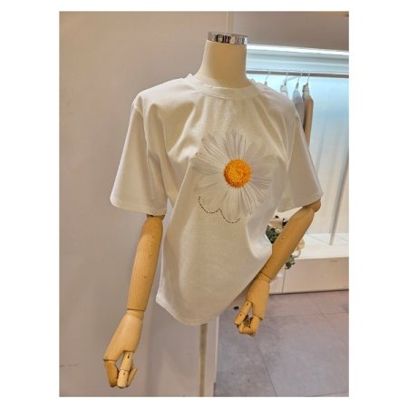 썬플라워 프린트 티셔츠