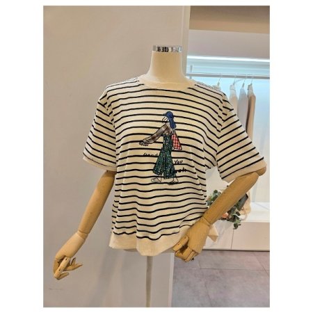 소녀 스트라이프 맨투맨티셔츠