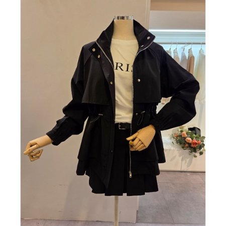 스트링 집업 트렌치자켓