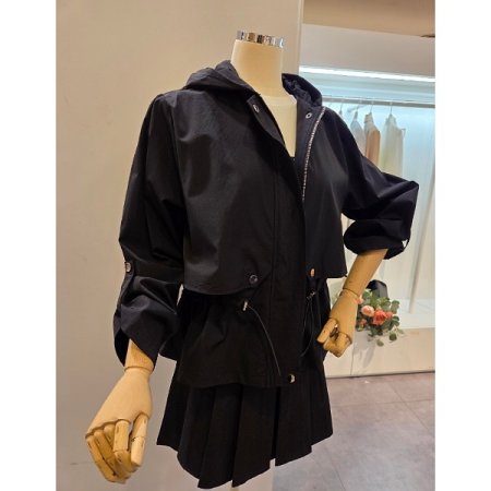 후드 스트링 트렌치자켓