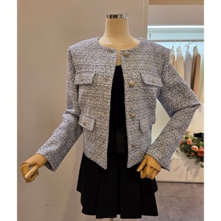 노카라 은장 트위드 자켓