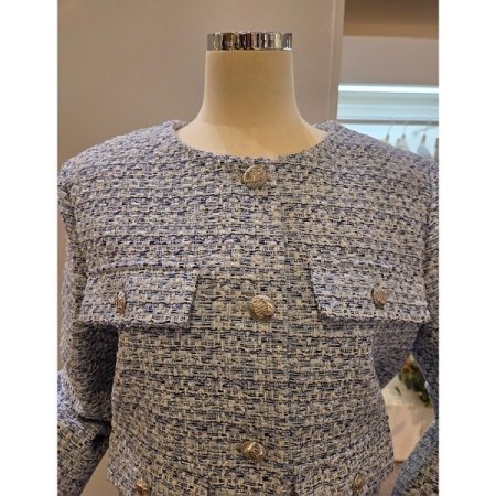 노카라 은장 트위드 자켓