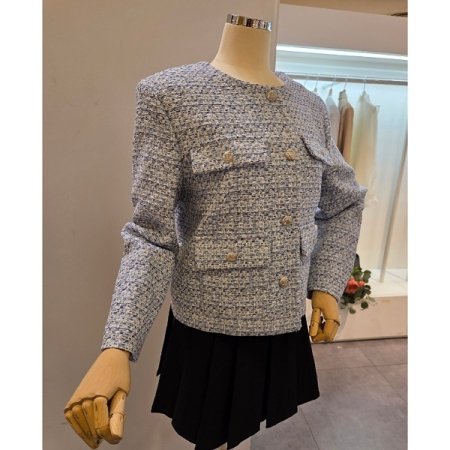 노카라 은장 트위드 자켓