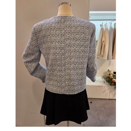 노카라 은장 트위드 자켓