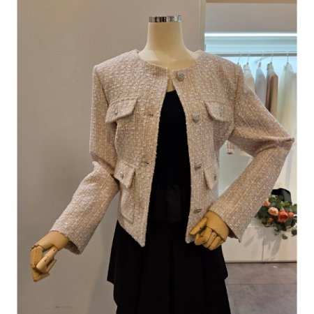 노카라 은장 트위드 자켓