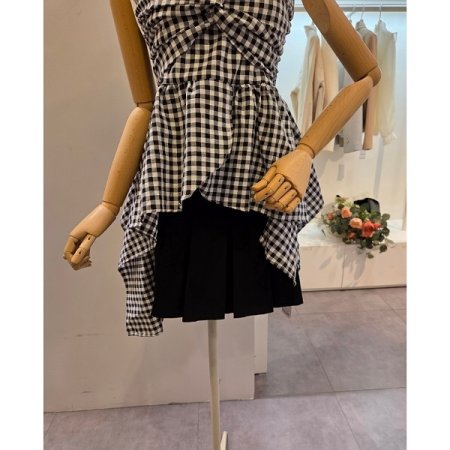 체크 뷔스티에 탑 블라우스