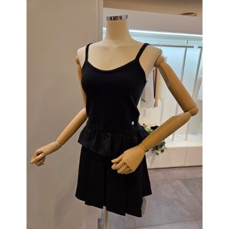 밑단배색 민소매 니트조끼