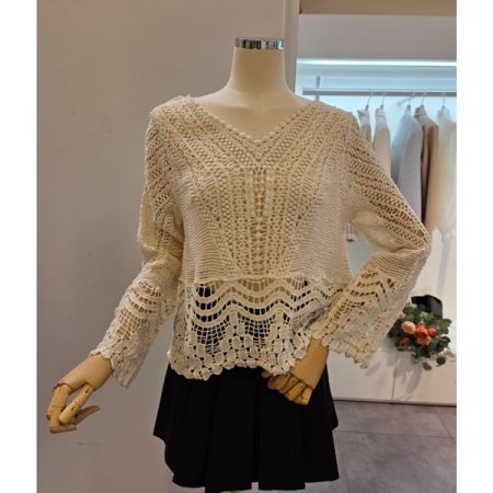 브이넥 뜨개 니트