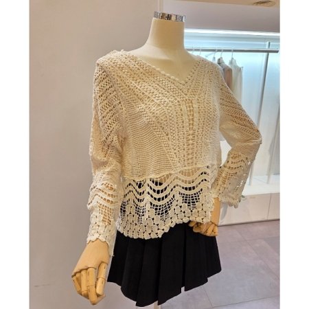 브이넥 뜨개 니트