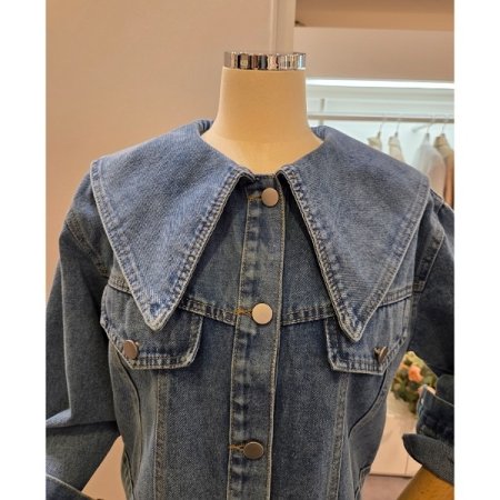 빅카라 숏 데님 자켓