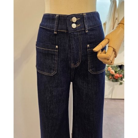 투버튼 빅포켓 와이드 팬츠