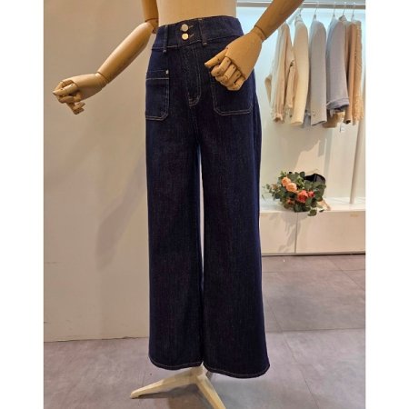 투버튼 빅포켓 와이드 팬츠