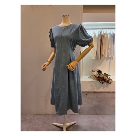 퍼프소매 허리끈 원피스