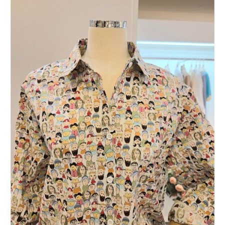 캐릭터 프린트 카라 셔츠