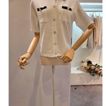 카라 배색 포켓 가디건