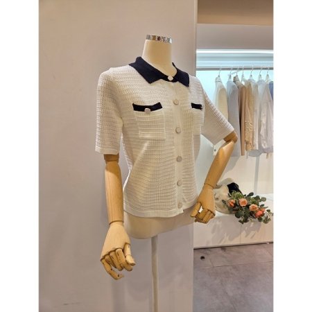 카라 배색 포켓 가디건