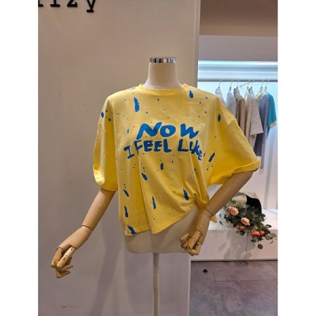 블루 레터링 반팔 티셔츠