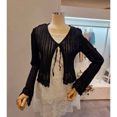 앞 끈 브이넥 슬림 가디건