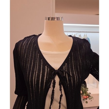 앞 끈 브이넥 슬림 가디건